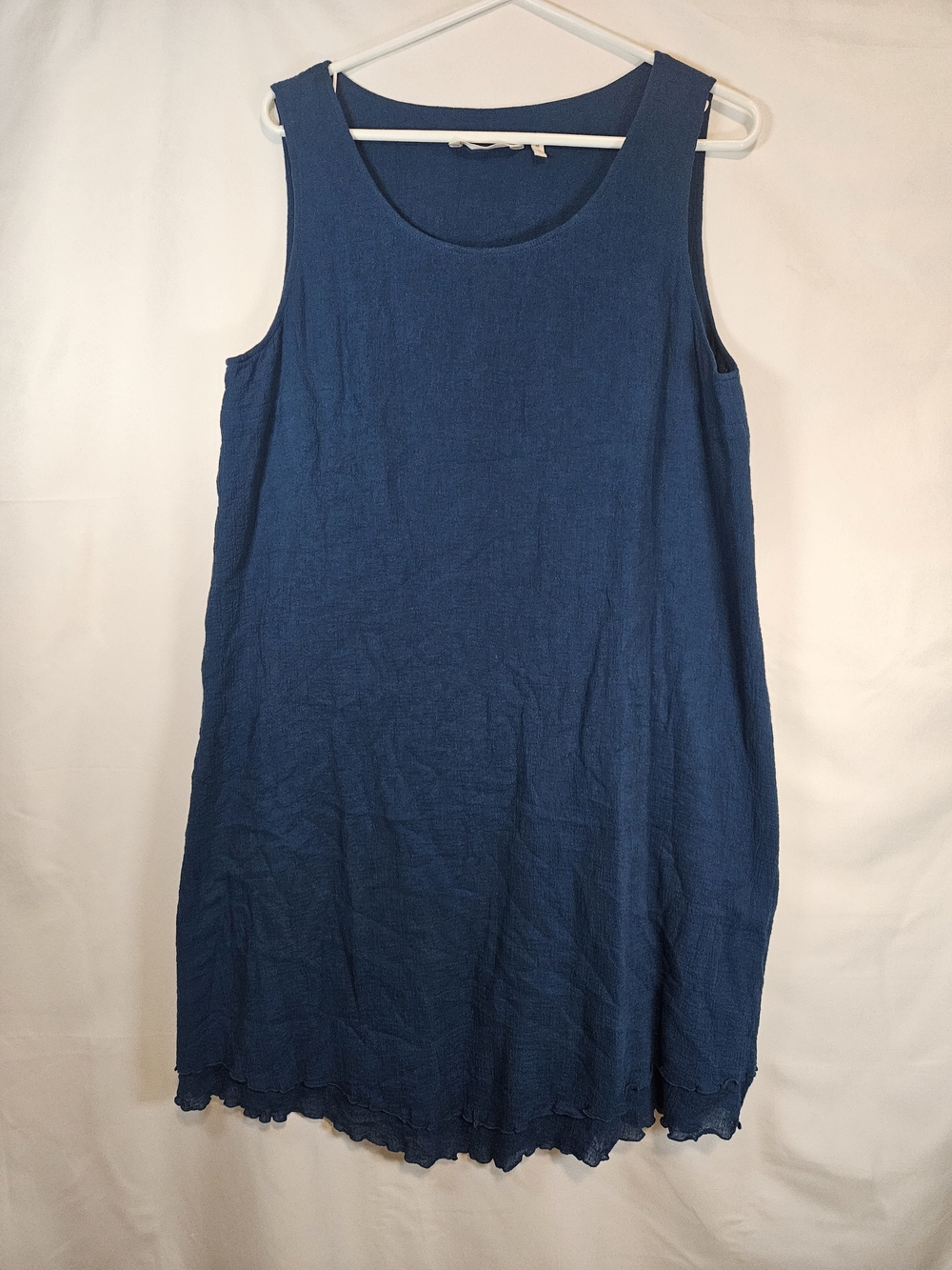 Soft Surroundings Navy Blue Sleeveless Swing Midi Dress 100% Cotton